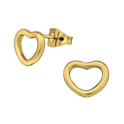 Gold Surgical Steel Heart Ear Studs