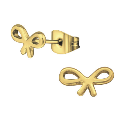 Gold Surgical Steel Bow Ear Studs