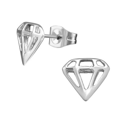 High Polish Surgical Steel Diamond Ear Studs