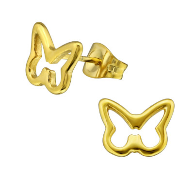 Gold Surgical Steel Butterfly Ear Studs