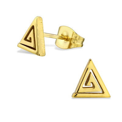 Gold Surgical Steel Triangle Ear Studs