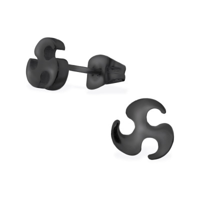 Black Surgical Steel Rowel Ear Studs