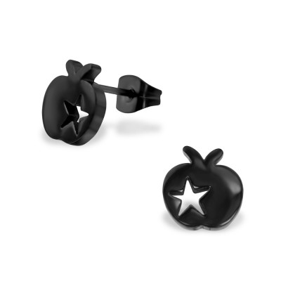 Black Surgical Steel Apple Ear Studs