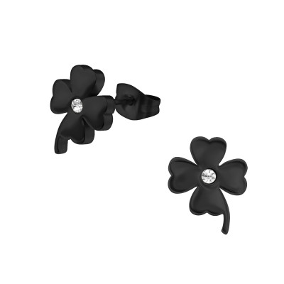 Flower Stainless Steel Ear Studs with Crystal