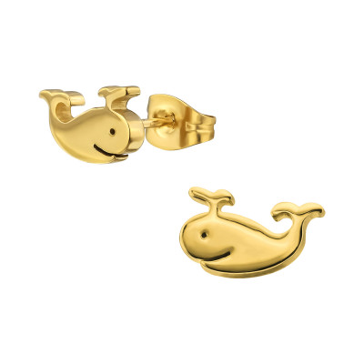 Gold Surgical Steel Whale Ear Studs