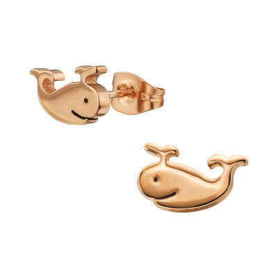 Rose Gold Surgical Steel Whale Ear Studs