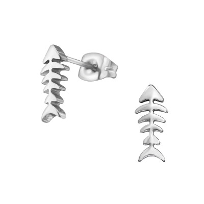 High Polish Surgical Steel Fishbone Ear Studs