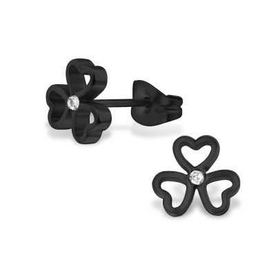 Flower Stainless Steel Ear Studs with Crystal