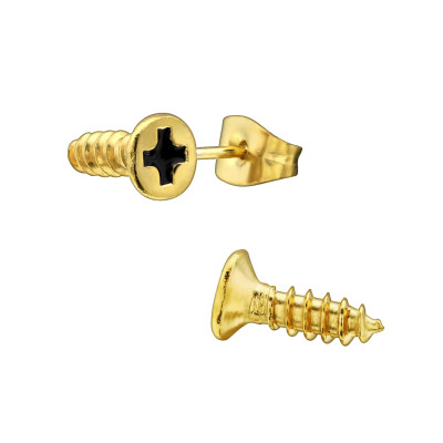 Gold Surgical Steel Screw Ear Studs