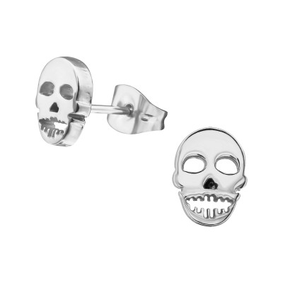 High Polish Surgical Steel Skull Ear Studs