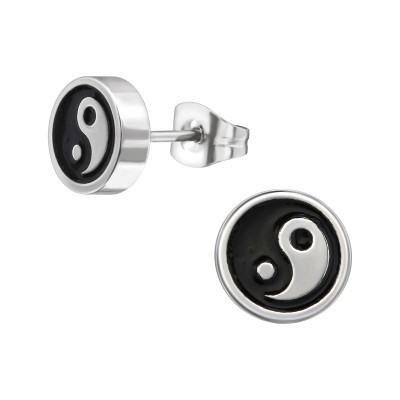 High Polish Surgical Steel Yin Yang Ear Studs