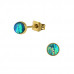 Gold Surgical Steel Round 5mm Ear Studs with Imitation Opal