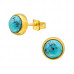 Gold Surgical Steel Round 6mm Ear Studs with Semi Precious