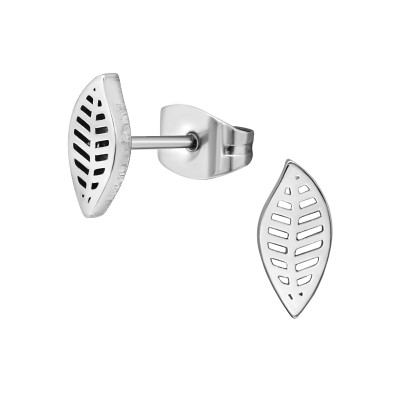 High Polish Surgical Steel Leaf Ear Studs