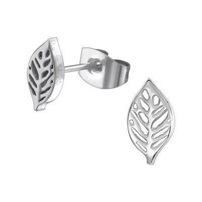 High Polish Surgical Steel Leaf Ear Studs