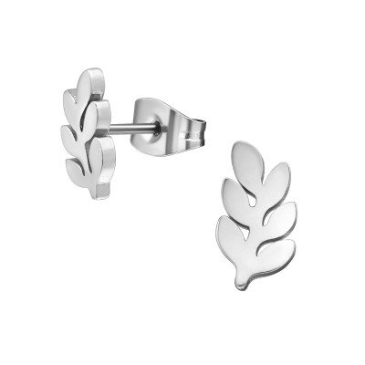 High Polish Surgical Steel Olive Branch Ear Studs