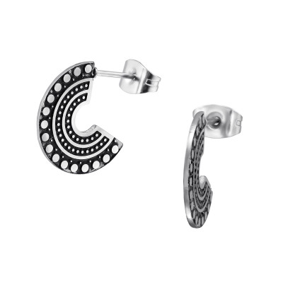 High Polish Surgical Steel Half Hoop Ear Studs