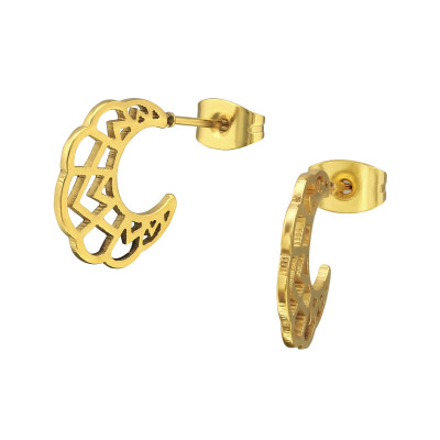 Gold Surgical Steel Half Hoop Ear Studs