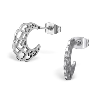 High Polish Surgical Steel Half Hoop Ear Studs