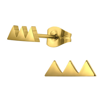 Gold Surgical Steel Triple Triangle Ear Studs