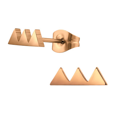 Rose Gold Surgical Steel Triple Triangle Ear Studs