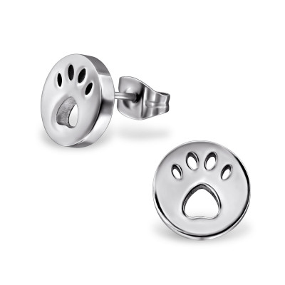 Paw Print Stainless Steel Ear Studs