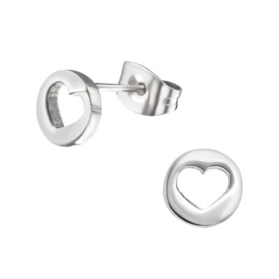 High Polish Surgical Steel Heart Ear Studs