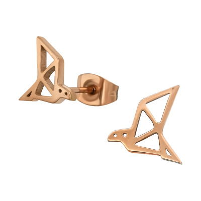 Rose Gold Surgical Steel Origami Bird Ear Studs