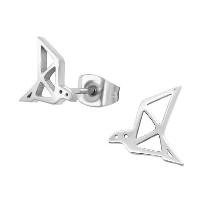 High Polish Surgical Steel Origami Bird Ear Studs