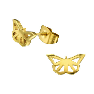 Gold Surgical Steel Butterfly Ear Studs