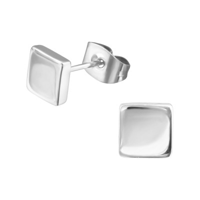 High Polish Surgical Steel Square Ear Studs