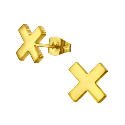 Gold Surgical Steel Cross Ear Studs