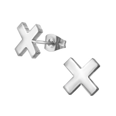 High Polish Surgical Steel Cross Ear Studs