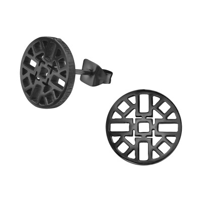 Black Surgical Steel Aztec Ear Studs