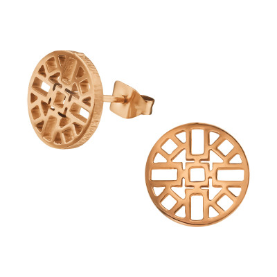 Rose Gold Surgical Steel Aztec Ear Studs