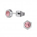 High Polish Surgical Steel Hexagon Ear Studs with Crystal