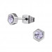 High Polish Surgical Steel Hexagon Ear Studs with Crystal