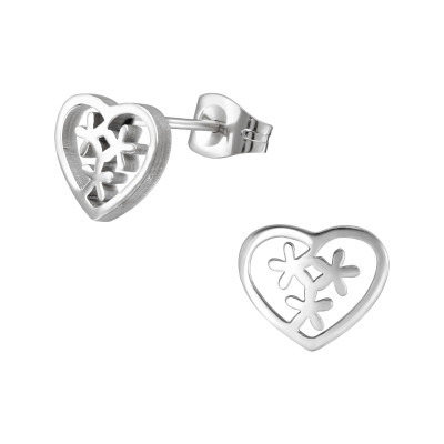 High Polish Surgical Steel Heart Ear Studs