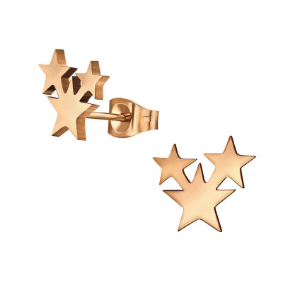 Rose Gold Surgical Steel Triple Star Ear Studs