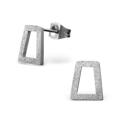 High Polish Surgical Steel Trapezoid Ear Studs