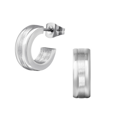 High Polish Surgical Steel Half Hoop Ear Studs