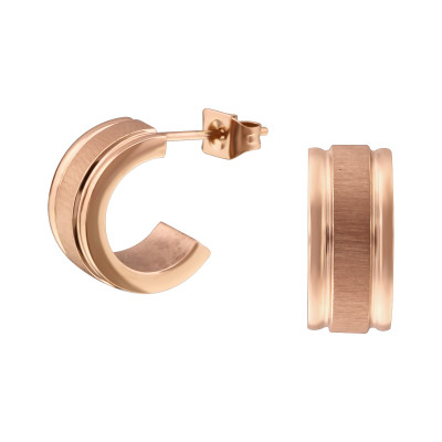 Rose Gold Surgical Steel Half Hoop Ear Studs