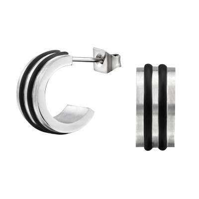 Two Tone Surgical Steel Half Hoop Ear Studs