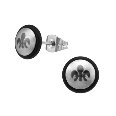 High Polish Surgical Steel Fleur-De-Lis Ear Studs