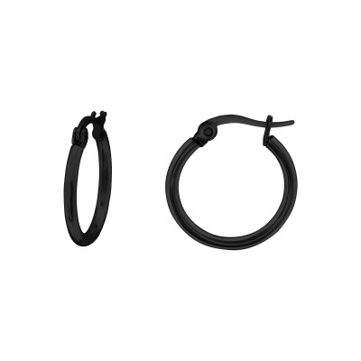 Black Surgical Steel 15mm Hoops