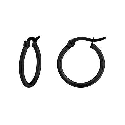 Black Surgical Steel 19mm Hoops