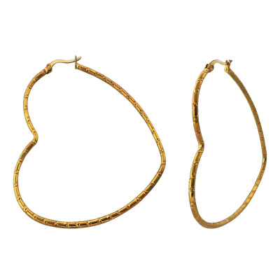 Gold Surgical Steel Heart 40mm Hoops