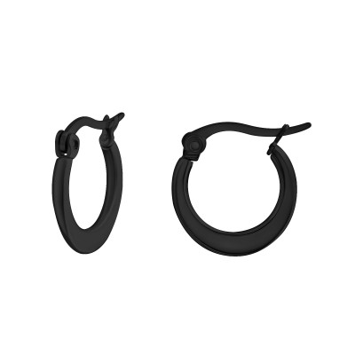 Black Surgical Steel Flat 15mm Hoops