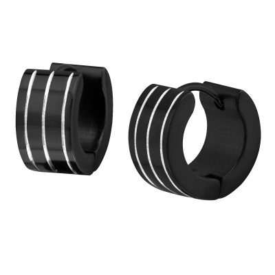 Black and High Polish Surgical Steel Huggies