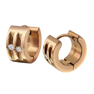 Rose Gold Surgical Steel Huggies with Cubic Zirconia